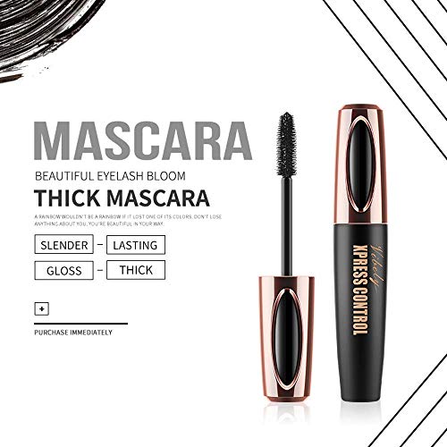 4D Silk Fiber Lash Mascara Impermeable, Lujosamente más largas, más gruesas, Pestañas voluminosas, Larga duración, Extensión dramática, A prueba de manchas, Fórmula hipoalergénica por Kailisen (Negro)