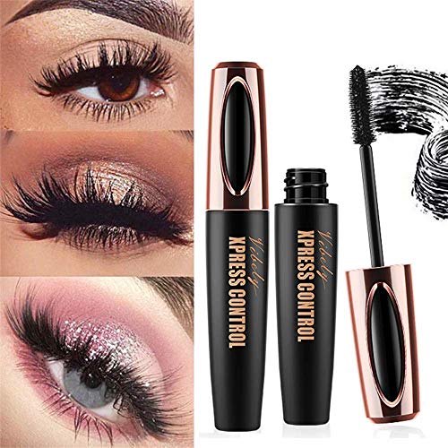 4D Silk Fiber Lash Mascara Impermeable, Lujosamente más largas, más gruesas, Pestañas voluminosas, Larga duración, Extensión dramática, A prueba de manchas, Fórmula hipoalergénica por Kailisen (Negro)