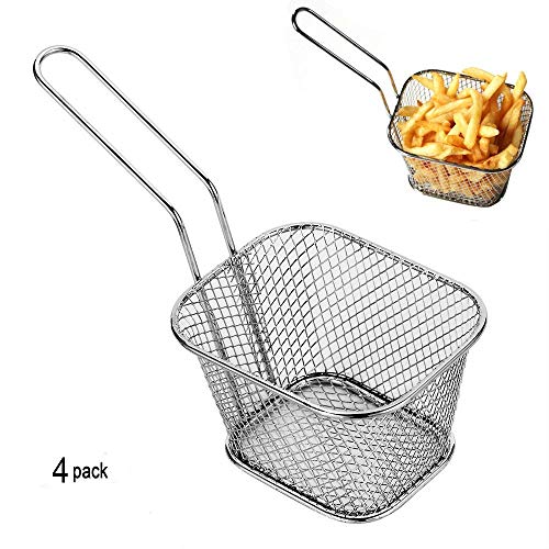 4pcs Mini Chip cestas cocina acero inoxidable freidora de servir de presentación para alimentos