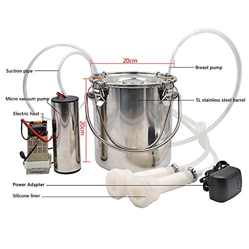 5L Ordeñadora eléctrica portátil,Ordeñadora de acero inoxidable,Ordeñadora de vaca cabra,Extractor de leche de gran capacidad, con pulso,Micro bomba de vacio,Forro de silicona 220V,goat/sheep