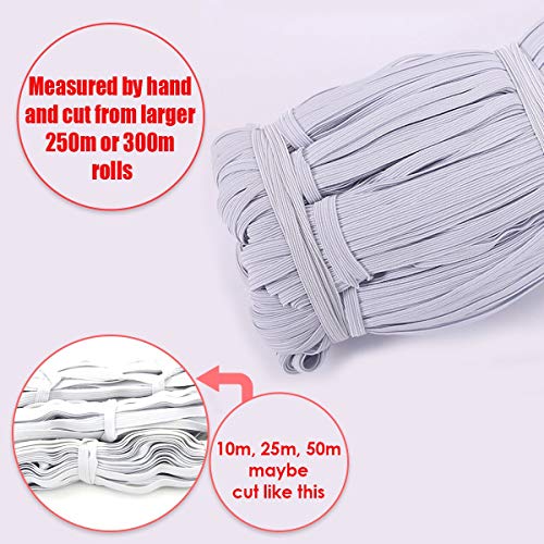 5mm Ancho Blanco Elástico Cinta Para Costura Y Manualidades - Carrete De Elástico Plano Banda Para Ropa - Elástico Cable Para Faldas Y Pantalones Pretinas - Blanco, 25 Metres