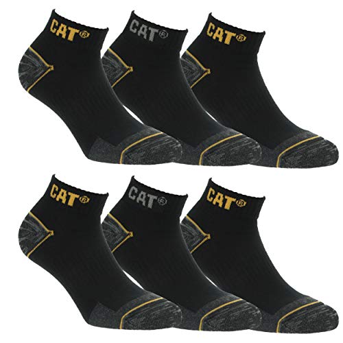 6 Pares calcetines bajos CAT Caterpillar, para hombre, reforzados en el talón y la punta, excelente calidad de Algodón (Negro, 43-46)