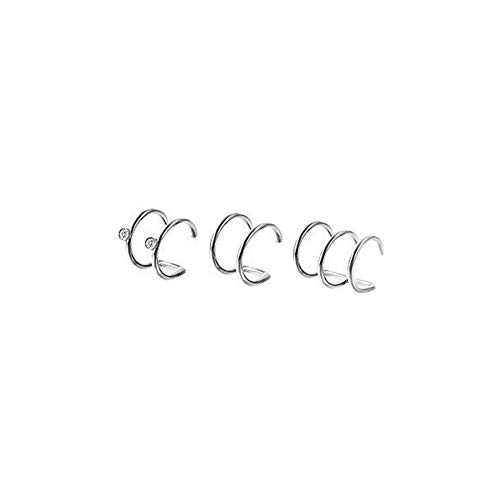 6 pares de acero inoxidable clips para las orejas para no Piercing Pendientes del aro abofetea cartílago del oído del perno prisionero de Hombres Mujeres