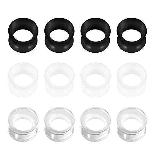 6 Pares Silicona Dilatadores Oreja Expansor Flexible Flesh Ear Expander Stretcher Gauge Earlets Plug Túnel Kit Retenedores 2G-16MM 3 Colores