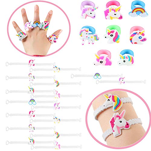 74 Piezas Artículos de Fiesta Unicornio Cumpleaños Niños, Llavero Unicornio, Pulseras Bofetada, Pulsera Unicornio, Tatuajes Temporales, Máscara Papel, Anillo Unicornio, Piñata Unicornio Regalo Niña