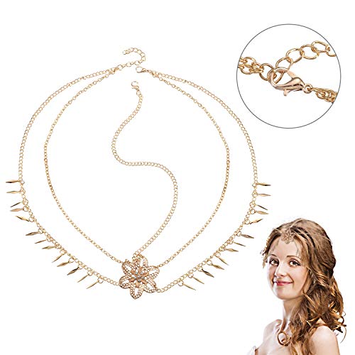 8 Piezas Oro Joya con Cadena de Cabeza Diadema Boho Cadena de Cabeza Monedas Perla Borla Cadena Cabello Banda Tocado de Boda de Fiesta de Graduación para Mujeres y Niñas (Estilo B)