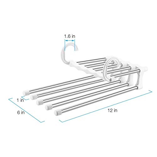 a ray of sunshine Pantalones Vaqueros Organizador,5 en 1 Multilayer Perchas,Perchas Ahorro de Espacio,Pantalones Perchas,Armario Pantalones,Perchas de Metal,Perchas,Perchero de Acero Inoxidable