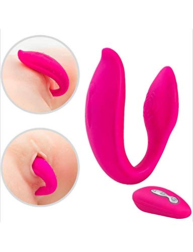 A simple love Motor de masajeador doble de silicona con control remoto: 9 tipos de vibración y modo de estimulación, hembra, macho (Rosa)