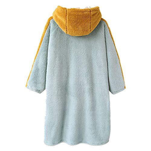 AAAbath Las Señoras del Camisón con El Casquillo De La Historieta Japonesa Tortilla Dulce Caliente Polar De Coral Camisón De Invierno con Capucha Inicio Ropa De Sport (Color : Blue, Size : L)