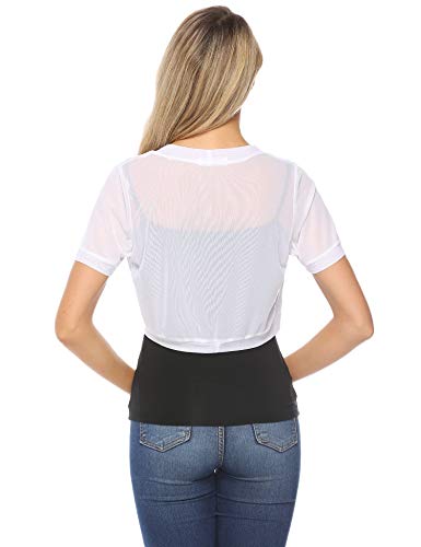 Abollria Bolero Manga Corta Mujer para Fiesta Boda Transparente Chaqueta Corta Primavera Torera Elegante Chiffon Cárdigan Corto para Verano