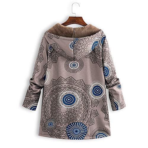 Abrigo De Invierno Mujer Libre Abrigos para Mujer Rebajas Talla Grande Abrigo con Capucha De Manga Larga Vintage Cremallera Señoras Abrigos con Bolsillos Gruesos De Lana riou (2-Khaki, XXXL)