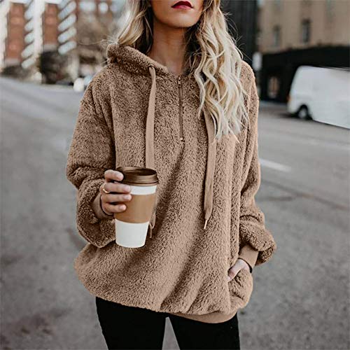 Abrigos Mujer Invierno Talla Grande Sudaderas con Capucha y Bolsillo Casual Cremallera Felpa Suéter Tops de Manga Larga Ropa Mujer Otoño Invierno Ofertas 2018