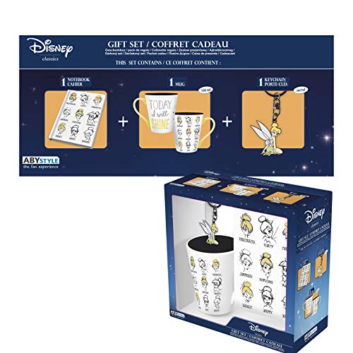 ABYstyle - Disney - Peter Pan - Caja de Regalo Campanilla - Taza 320 ml + Llavero + Cuaderno