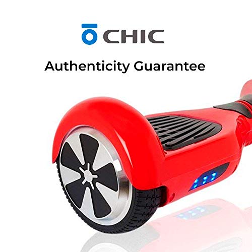 ACBK - Patinete Eléctrico Hover Autoequilibrio con Ruedas de 6.5" (Altavoces Bluetooth + Luces Led integradas) Velocidad máxima: 10-12 km/h - Autonomía 10-20 km (Rojo)