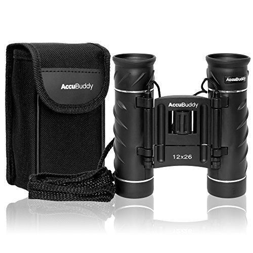 AccuBuddy Mini HD Prismáticos - Binoculares Ligeros de 12 aumentos y Objetivo de 26 mm