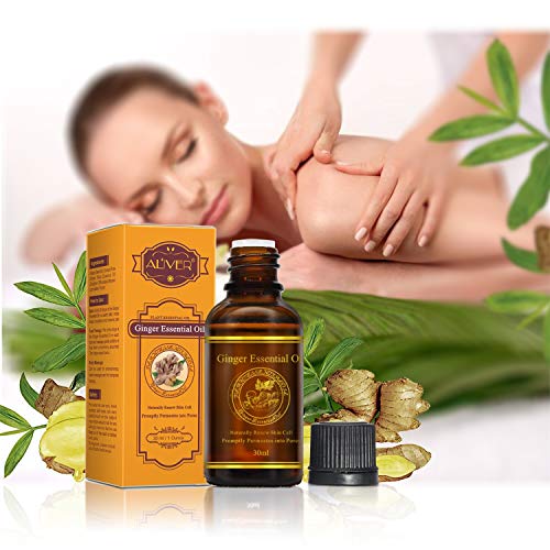 Aceite Esencial de Jengibre 100% Puro Aceite Natural Raíz de Jengibre Aceite para el Drenaje Linfático, Promover la Circulación Sanguínea, Aliviar el Dolor Muscular 30 ml