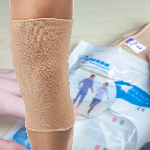 Actesso Órtesis Rodillera Tubular Compresión elástica para Alivio del Dolor Durante el Ejercicio o después de una lesión (Mediana, Beige)