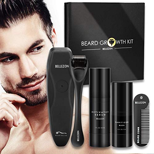 Activador de Crecimiento de Barba Beard Care Kit para el rápido Crecimiento y el Engrosamiento de la Barba con el Rodillo de Barba