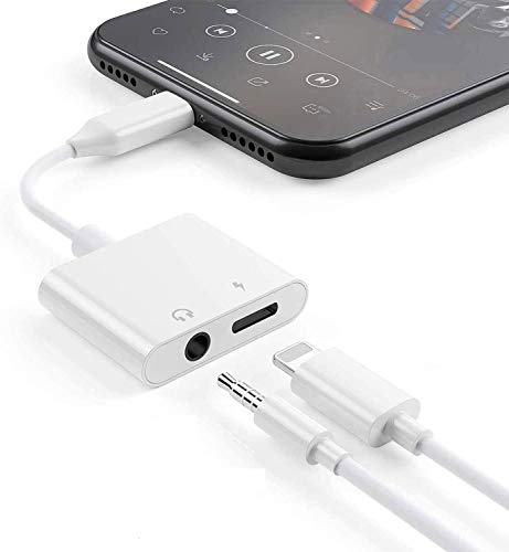 Adaptador de Auriculares para iPhone Adaptador Conector de Auriculares 3.5 mm Jack Dongle Adaptador para iPhone 11/11Pro/XS/XR/X/8/8 Plus/7/7 Plus AUX Audio 2 in 1 Accesorios Soporta para Todos iOS