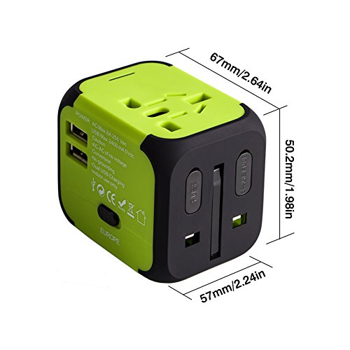 Adaptador Enchufe, Milool Cargador Enchufe USB, Adaptador de Viaje Universal con Dos Puertos USB Seguridad de Fusibles para Tableta PC,Smartphones Cámaras Digitales,Reproductores de MP3 para Navidad