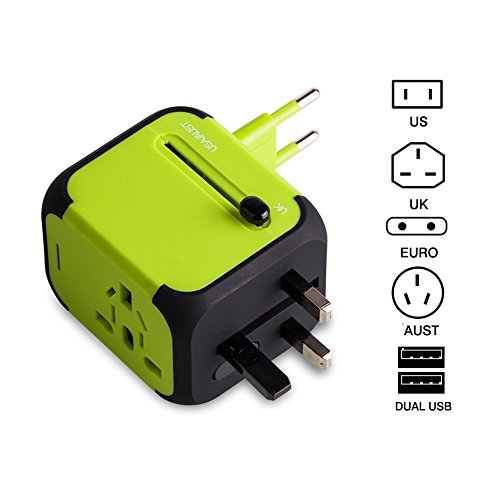 Adaptador Enchufe, Milool Cargador Enchufe USB, Adaptador de Viaje Universal con Dos Puertos USB Seguridad de Fusibles para Tableta PC,Smartphones Cámaras Digitales,Reproductores de MP3 para Navidad