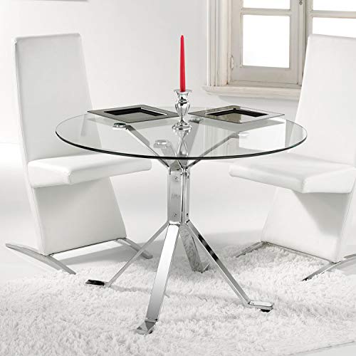 Adec Group Due-Home 2454140031 - Mesa de Comedor Ginebra - Color - Cromado-Transparente