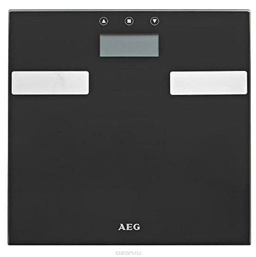 AEG PW 5644 FA - Báscula de análisis corporal de 7 funciones, de cristal y acero inoxidable,LCD, Negro