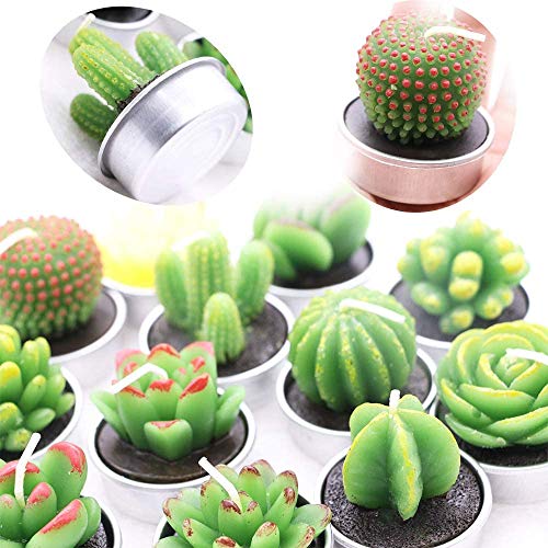 AEKAN - Vela de cactus con forma de cactus, hecha a mano, delicada, para decoración del día de San Valentín, regalo de fiesta, adorno de Navidad