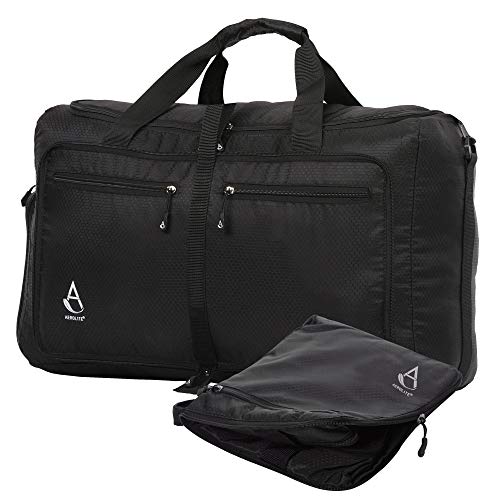 Aerolite 55x35x20cm 39L Equipaje de mano Bolsa Compacta y Plegable Ultra Ligera Bolsa de Viaje Bolsa de Deporte Bolsa de Vuelo 55x35x20 , Negro