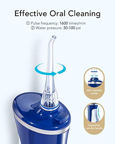 AEVO Irrigador Bucal Inalámbrico, 4 modos, Portátil y Recargable, Resistencia Agua IPX7, Irrigador Dental Tanque Agua Lavable 240ml, para Casa y Viajes, Limpieza Aparatos Ortopédicos/Brackets, Azul