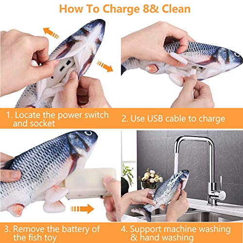 Afaneep Juguete Hierba Gatera, Juguete Gato Pez Interactivo Peluches Pescado Juguete Pez Electrico Automático para Gatos Gatito