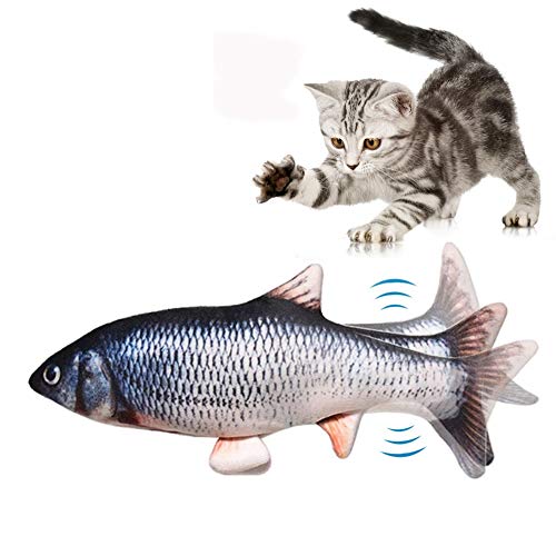 Afaneep Juguete Hierba Gatera, Juguete Gato Pez Interactivo Peluches Pescado Juguete Pez Electrico Automático para Gatos Gatito