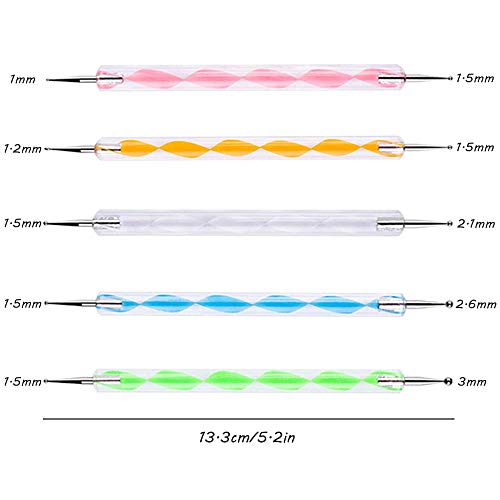 AFUNTA - Juego de 5 pinceles para decoración de uñas y 5 herramientas para pintar diseños de uñas, dibujo fino, pintura de flores