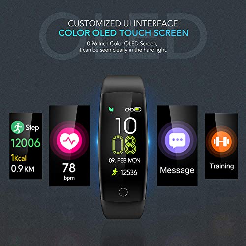 AGPTEK Pulsera de Actividad Inteligente Impermeable IP67 para Hombre y Mujer, C30 Reloj Deportivo con GPS, Monitor de Ritmo Cardíaco, Calorías y Sueño, Compatible con iPhone y Android, Negro