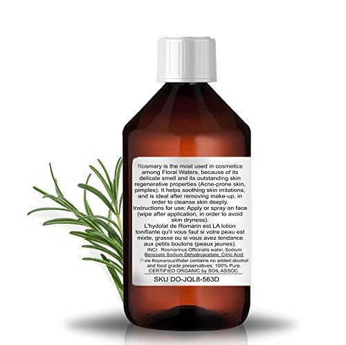 Agua Floral Puro Ecológico Hidrolato de Romero ORGÁNICO Loción Piel Grasa Tónico anti Acné 500 ml