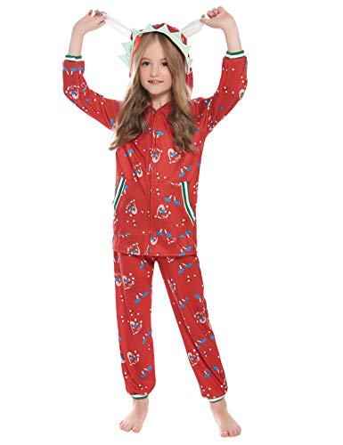 Aibrou Pijamas de Navidad Conjunto Familia Ropa de Dormir Casual Invierno Mujer Hombre Niños