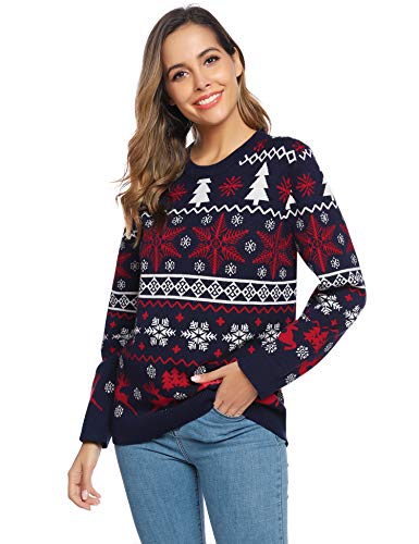 Aibrou Suéter de Navidad Familia Pullover de Punto Jerséis para Mujer Hombre Invierno Manga Larga Jersey Navideño para Niño Niña