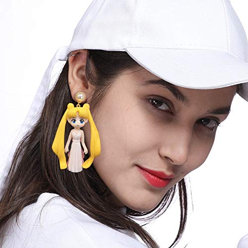 Ailin Online Sailor Moon - Pendientes de tuerca de PVC con diseño de dibujos animados para cosplay, para mujeres y niñas