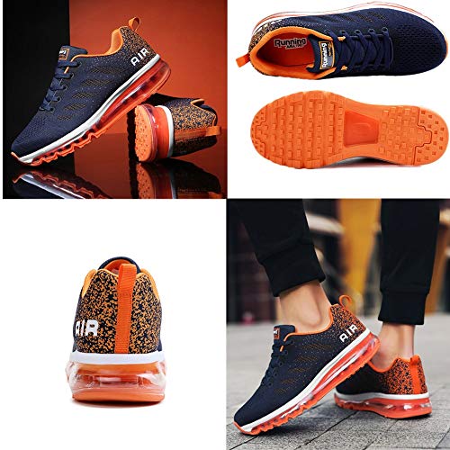 Air Zapatillas de Running para Hombre Mujer Zapatos para Correr y Asfalto Aire Libre y Deportes Calzado Unisexo Blue Orange 42