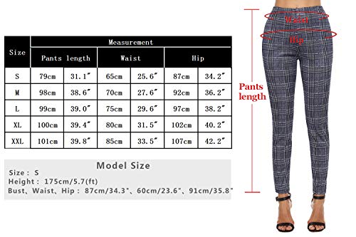 Akalnny Mallas de Deports Largas Pantalones Deportivos Leggings Mujer Elásticos Pantalon Patrón de Cuadros con Banda Lateral para Yoga Running Fitness