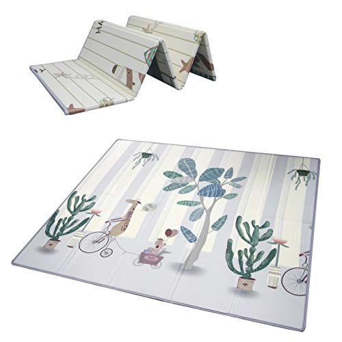 Alfombrilla de juegos para bebé, plegable, antideslizante, extragrande, reversible, impermeable, portátil, de doble cara, para niños pequeños y bebés (180x200x1.5cm)