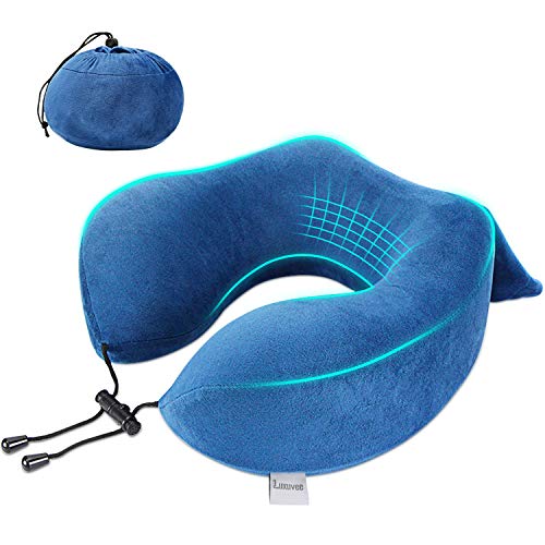 Almohadas de Cuello de Viaje, Luxuvee Almohada Cervical Viaje Viscoelástica de Espuma de Memoria, Cojín de Viaje para Cuello con Soporte Cervical, Almohada de Viaje para Oficina de Coche de Avión