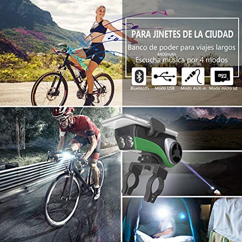 Altavoz Bluetooth,UPPEL Bluetooth Speaker, Altavoces Portatiles Bici Bluetooth V4.0 Altavoz+4400mAh Banco de energía+Luces+Timbre+Soporte telefónico+Manos Libres Llamadas 6 en 1 Diseño Multifuncional