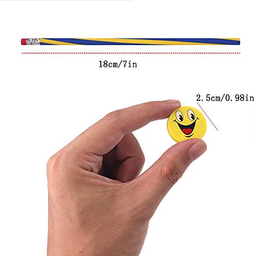 AMACOAM 48 Piezas Lapices Flexibles y Gomas Emoji Gomas de Borrar, Lapiz Mágicos para Niños Lápices de Juguete Emoticon Gomas Borrar para Fiestas de Regalos Cumpleaños Infantiles