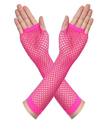 Amaza Disfraz Años 80 Mujer Accesorios Guantes Calentadores Collares Pendientes Diademas (Multicolor)