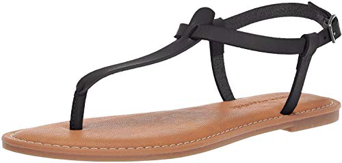 Amazon Essentials – Sandalia de dedo informal con correa de tobillo para mujer , Negro (black), 41