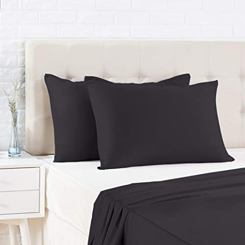 AmazonBasics - Funda de almohada de satén - 40 x 80 cm x 2, Antracita