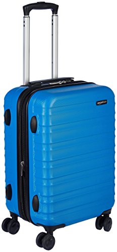 AmazonBasics - Maleta de viaje rígida giratori - 55 cm, Tamaño de cabina, Azul claro