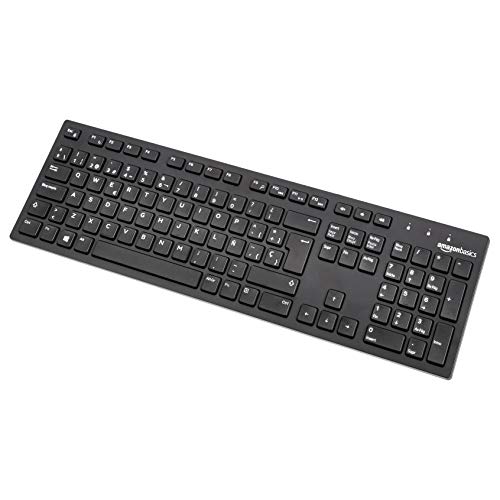 AmazonBasics - Teclado con cable, negro mate, diseño QWERTY español