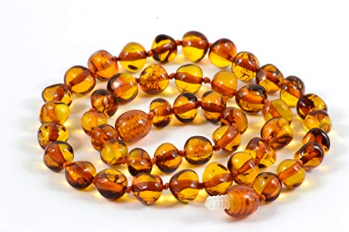 AmberJewellery Collar de Ambar 33cm. - De la Máxima Calidad Certificado Genuino Collar de Ámbar Báltico/Rápido Entrega / 100 Días de Garantía de Devolución de Dinero! (Cognac)